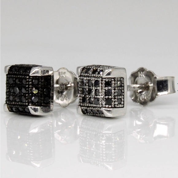 BLACK DIAMOND STUD EARRING 10K - Picture 3 of 3